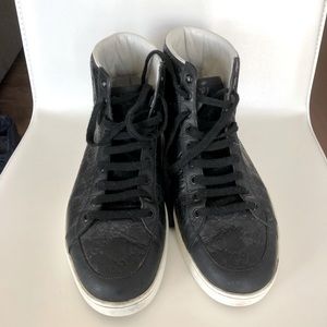 Gucci monogram leather hightop sneakers